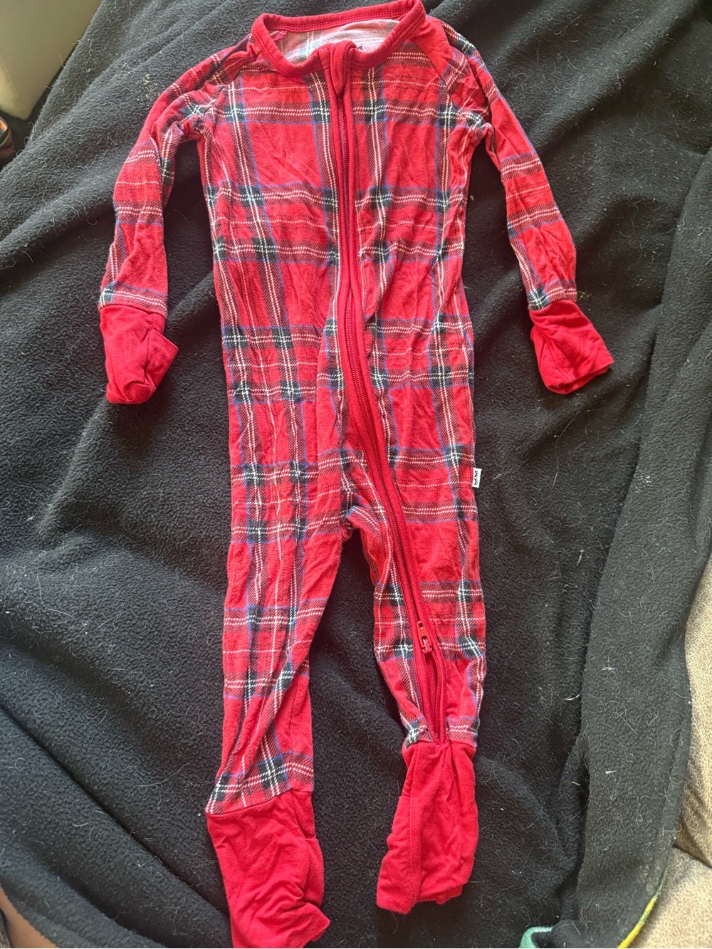 Little Sleepies Red Plaid Zip One-Piece Pajama